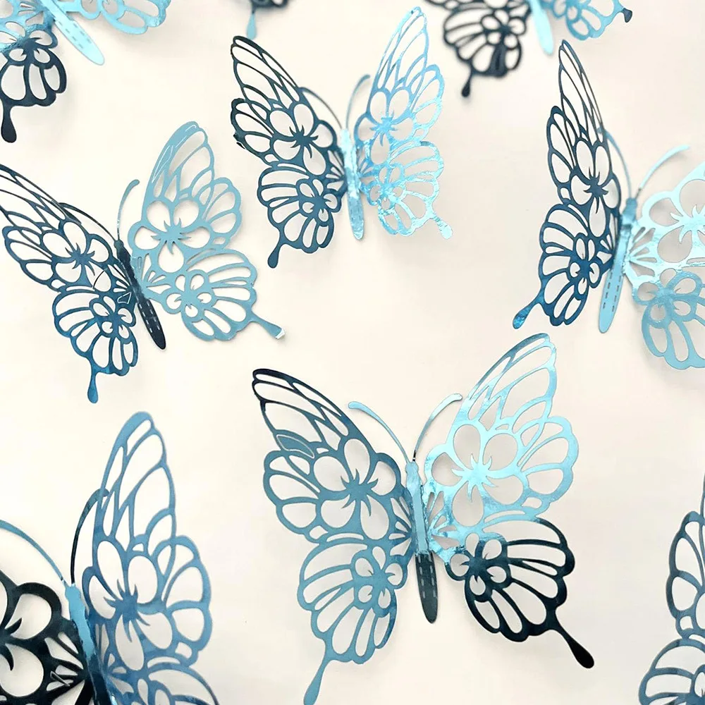 12 Teile/satz 3D Hohl Schmetterling Wand Aufkleber Wand Dekor für Wohnzimmer Hochzeit Party Dekoration Schmetterlinge Aufkleber Aufkleber – Detail 6