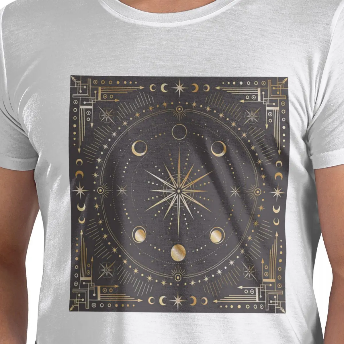 

Golden Celestial Stars Zodiac Constellations 1 100% Cotton T-Shirt Men's Oversized T Shirts Men Crew Neck Short Sleeve S-6XL