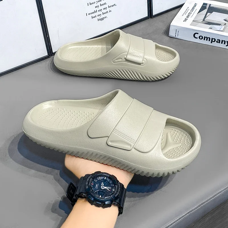 

Высококачественные повседневные лаконичные тапочки для пар, летние мужские непромокаемые туфли из ЭВА, мужские сандалии без шнуровки на плоской подошве, мужские легкие пляжные шлепанцы