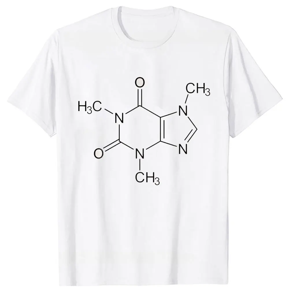 Caffeine Molecule Funny Coffee Lover Coffee Chemical Formula T-Shirt Cotton Summer Hipster Club Gift Drink for Men Tee Tops