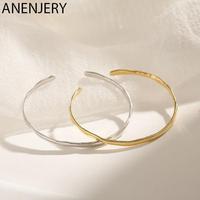 ANENJERY Silver Color Irregular Open Cuff Bracelet for Women Men High Polish Bangle Jewelry Adjustable