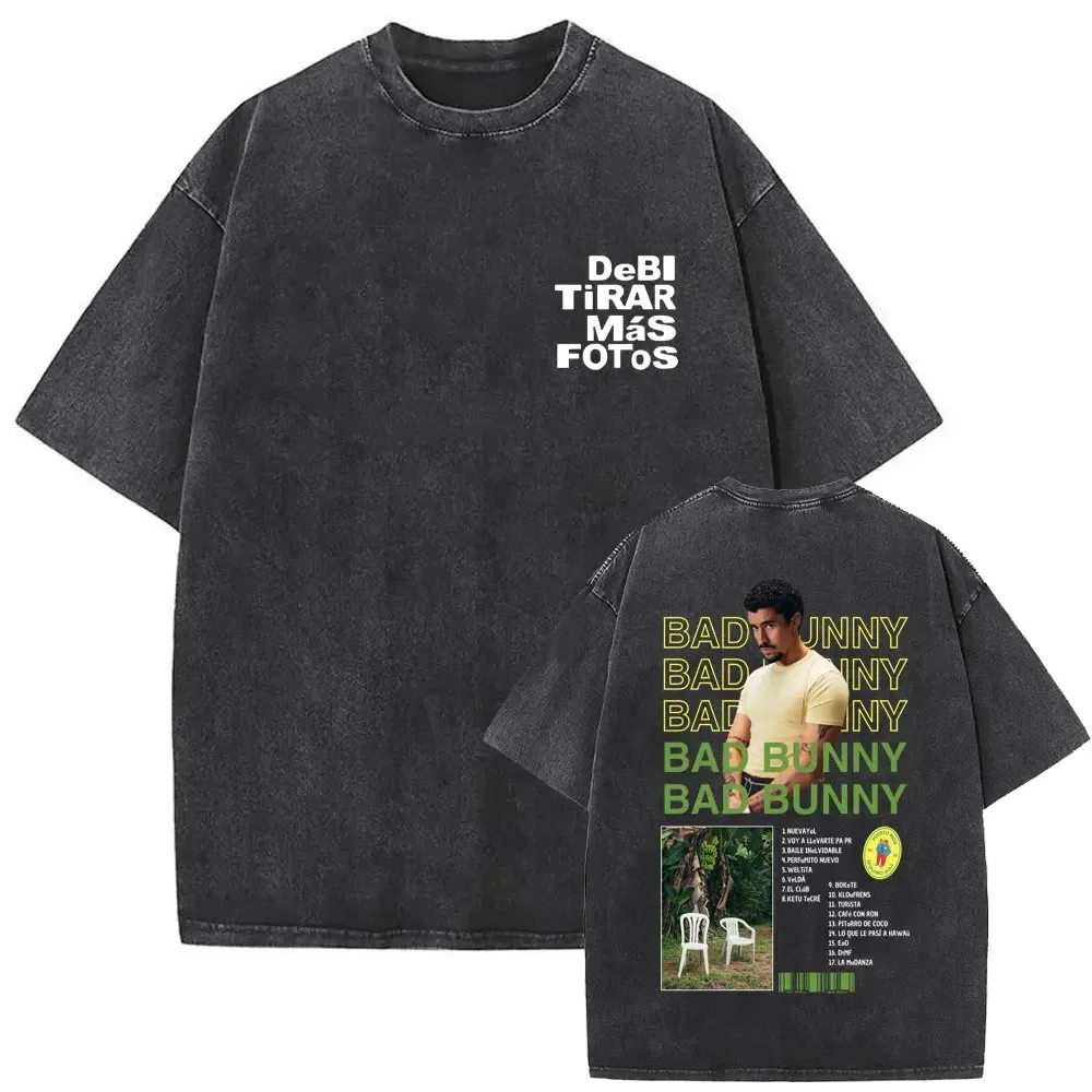 Washed Vintage Rapper Bad Bunny DeBi TiRAR MaS FOToS DTMF Print T