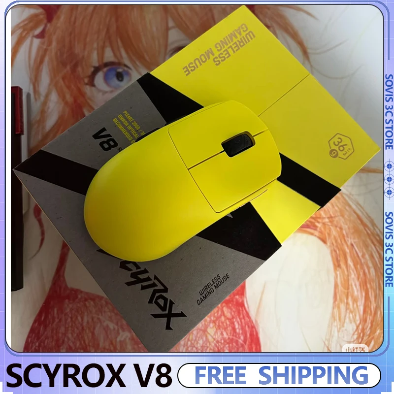 

Беспроводная мышь Scyrox V8 8K PAW3950, легкая, 36 г, удобная игровая мышь для киберспорта, индивидуальные аксессуары для ПК, геймеров, подарки