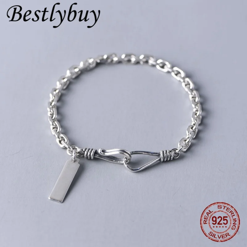 

Настоящее серебро S925, минималистичный браслет Lucky No Event, женские модные ретро-ювелирные изделия высокого класса