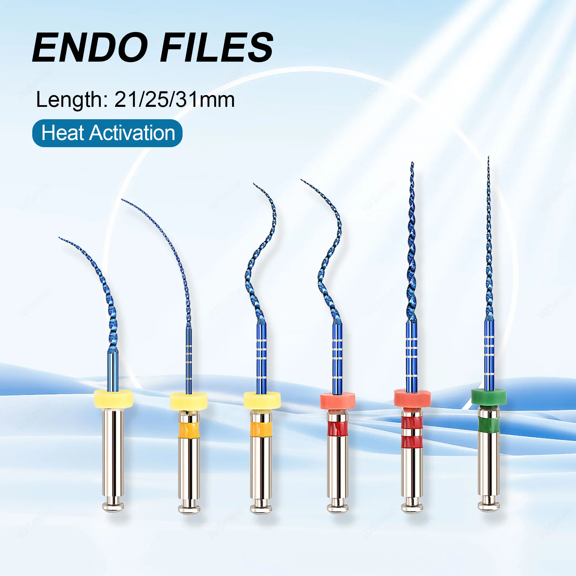 

Glin Dental Tools Root Canal Treatment Files Heat Activated Rotary Files Niti Blue Endo Files 04 06 Taper