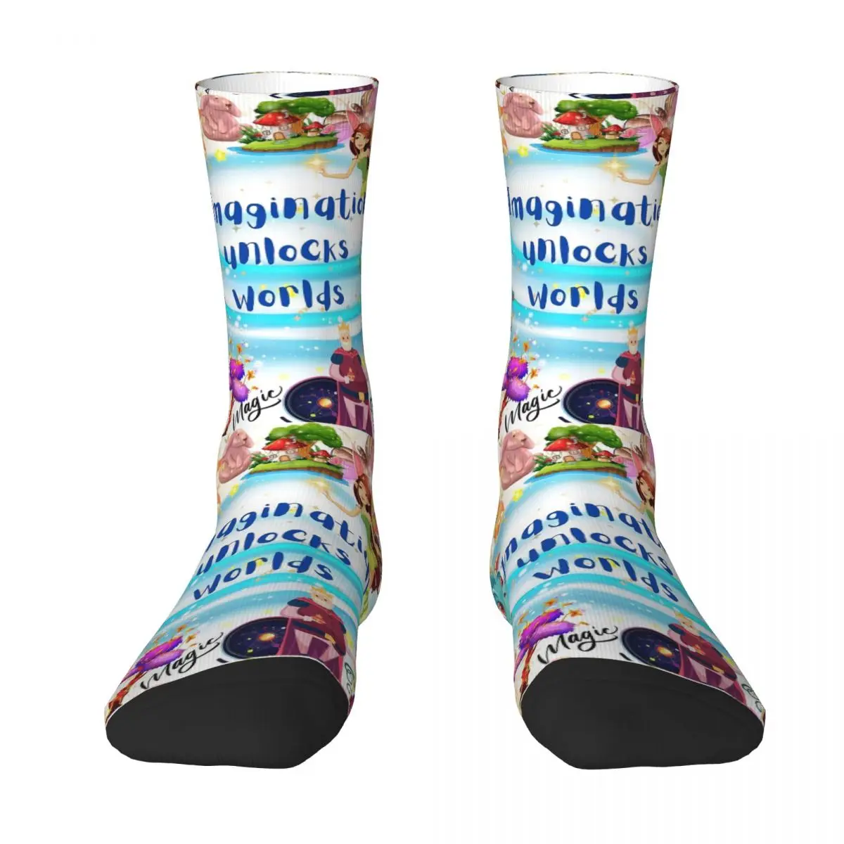 Imagination Unlocks Worlds Socks Harajuku Sweat Absorbing Stockings All Season Long Socks for Man's Woman's Christmas Gifts