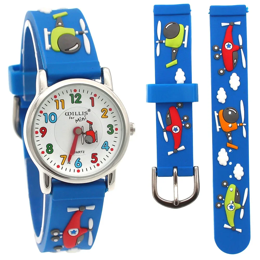 Cartoon Bus Dinosaurus 3d Siliconen Kinderhorloge Student Jongens Meisje Quartz Horloge Groothandel Kinderen Sporthorloge Kids Gift Klok A27