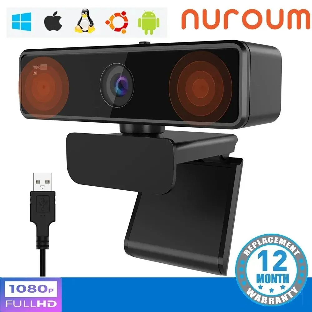 NUROUM V11 Webcam 1080p 60fps Mini Web Computer Camera Webcam For PC With Dual Microphone 1440P 30fps FHD 2K Usb Video Camera