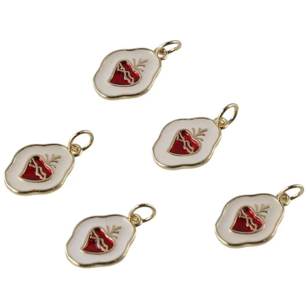 ヴィンテージエナメルハートチャーム,18K金メッキブレスレット,10個