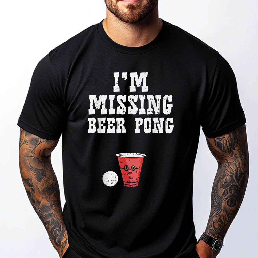

Im Missing Beer Pong Baby Reveal 4th Of July Pregnancy Red And Black Graphic T Shirt Fashionable and Trendy Man Clothes