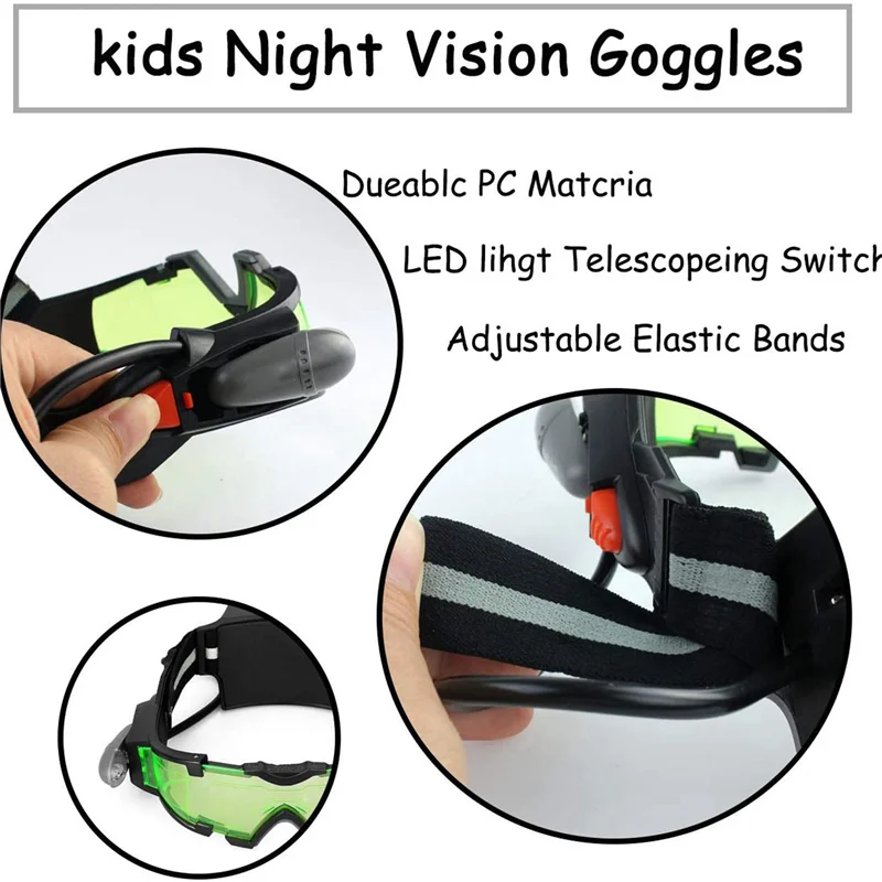 2X Night Vision Goggles Adjustable Kids LED Night Goggles For Racing Bicycling Hunting To Protect Eyes Children Gift