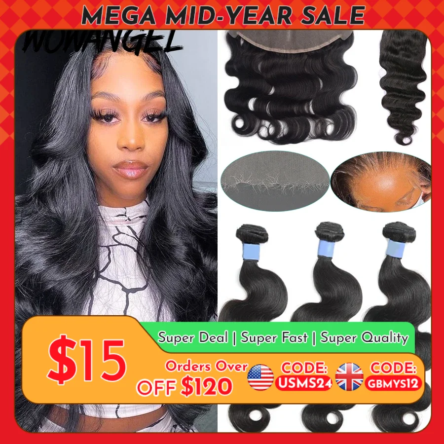 5x5/6x6/13x4/13x6 32 inch Body Wave Human Hair Bundles With HD Lace Frontal Brazilian Remy Hair Melt Skins Hair Weave Extension
