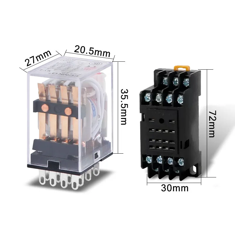 5PCS Relay HH54P MY4NJ Coil General DPDT Micro Mini Electromagnetic Relay Switch with Socket Base LED AC 110V 220V DC12V 24V 36V