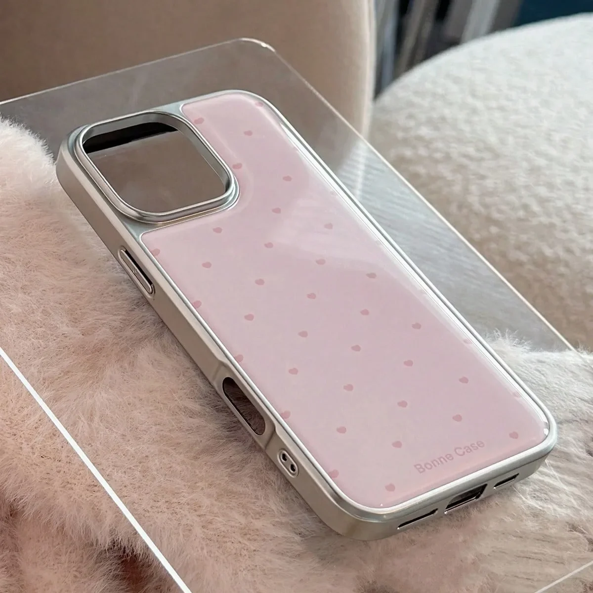 Full Screen Polka Dot Wave Point Silver Edge Epoxy Phone Case For iPhone 17 16 15 14 13 12 11 Pro MAX Plus 17air Drop Glue Cover view 6
