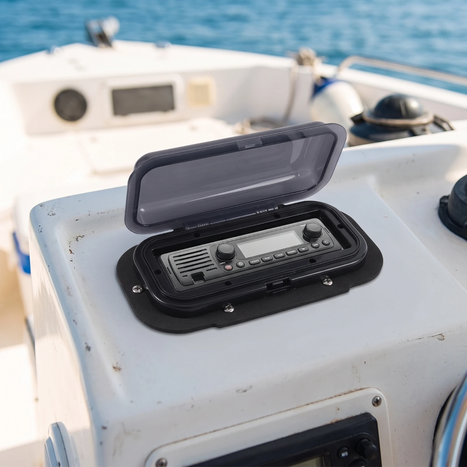 Marine Radio Cover Tinted Waterproof Radio Cover Compact Slim for Boat Owners, Boats, Yachts