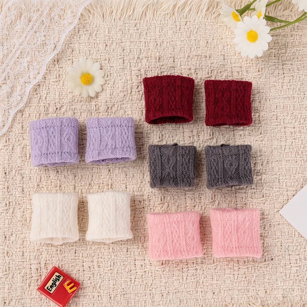 Calentadores de piernas de punto para muñecas pequeñas, de color liso, con diseño de punto trenzado, accesorios para disfrazar muñecas de peluche pequeñas.