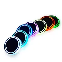 LED Cup Holder Lights 7 Colors Changing Light Car Rear Windshield Decorative Light Luminescent Car Coasters Pad