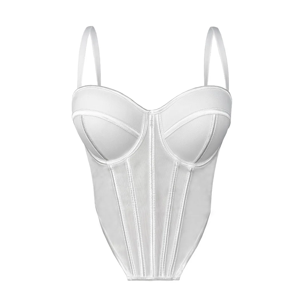 

customized women's adult fishbone corset gathered breathable corset slimming shaping top paired with casual camisole vest