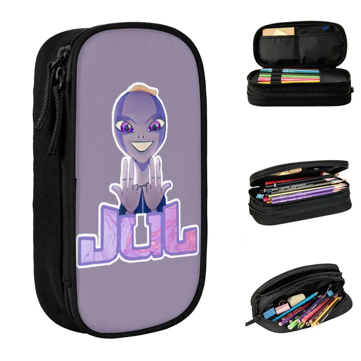 Alien Cool Jul Rapper Pencil Case Fun Hip Hop Pen Holder Bags Girl Boy Large Storage Office Gift Pencilcases