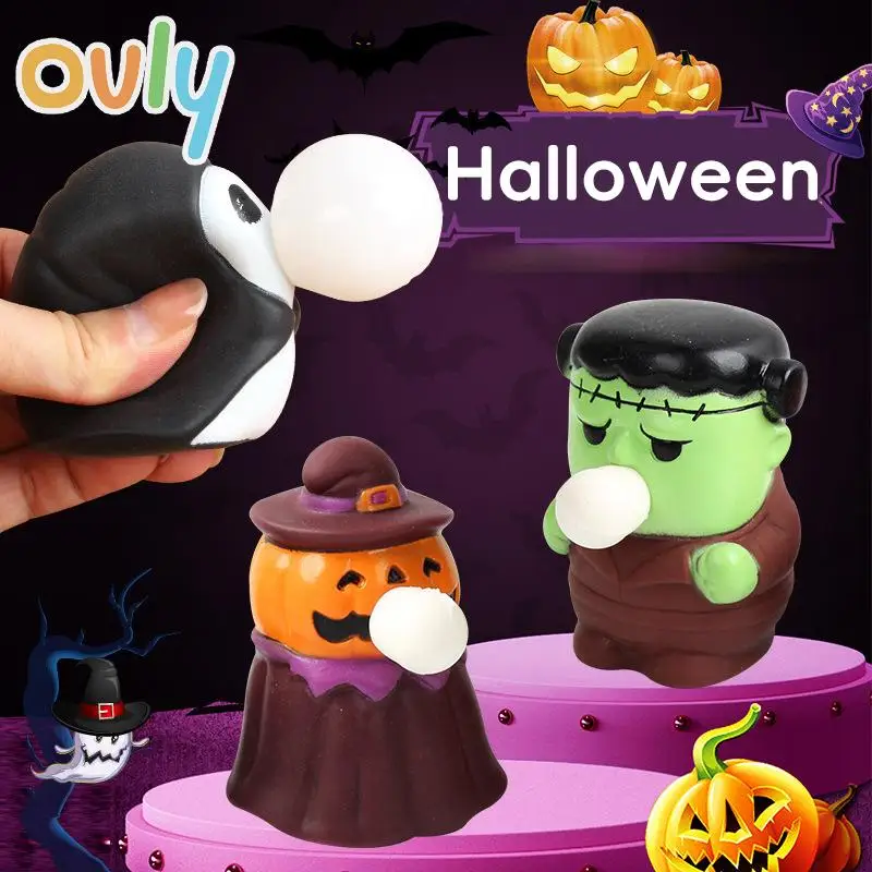 Ovly Halloween Spit Bubble Toys Halloween Cute Toys for Kids Girls Boys All Saints Party Favors Halloween Treat Bags Gifts Popit