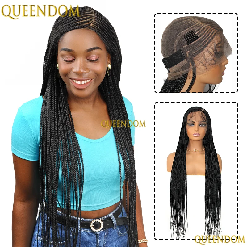 36 "الدانتيل الجبهة الباروكات الاصطناعية للنساء الجانب جزء مربع كورنو تجديل الشعر المستعار للبيع