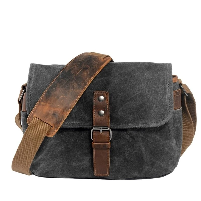 Vintage Style Waxed Canvas Camera Bag Waterproof Shoulder Messenger Bag For DSLR Cameras Outdoor Travel Photography Case