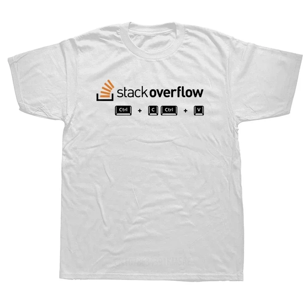 Senior Developer Skills Stackoverflow CTRL C+V T-Shirt Programmer Personality Frontend Backend Geek Coder Cotton Quality Clothes