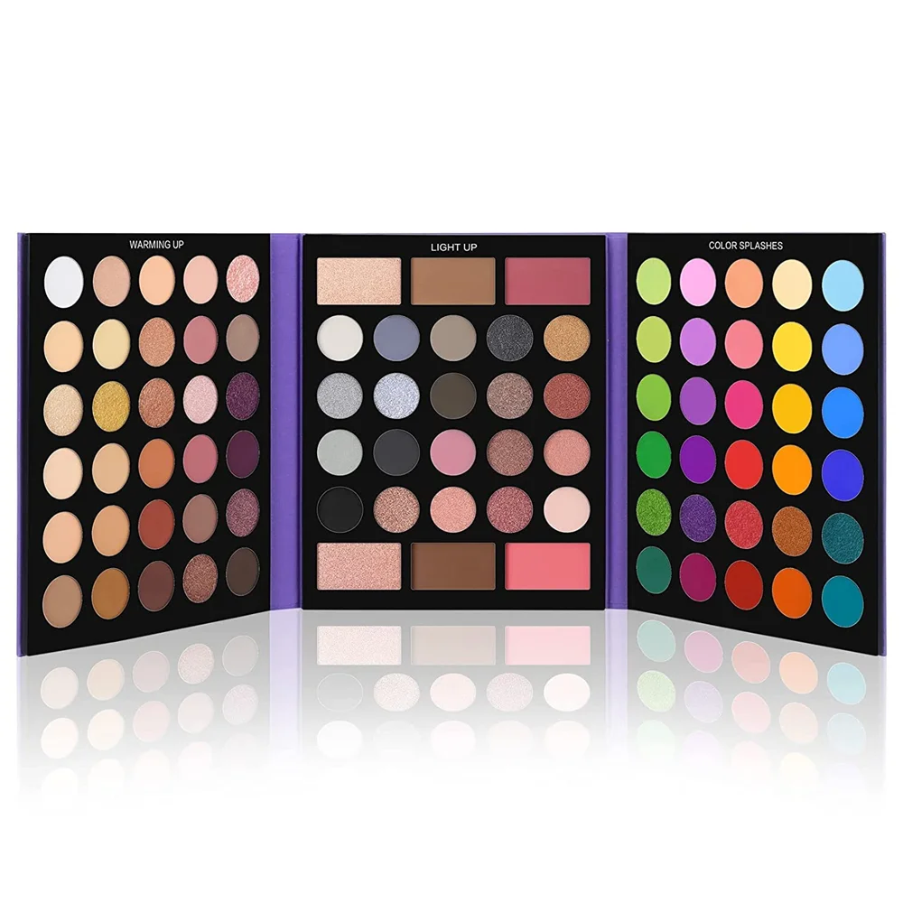 UCANBE 86 Colors All-purpose Makeup Playbook Matte Shimmer Glitter Eyeshadow with Highlight Contour Blush Eye Face Cosmetics Set