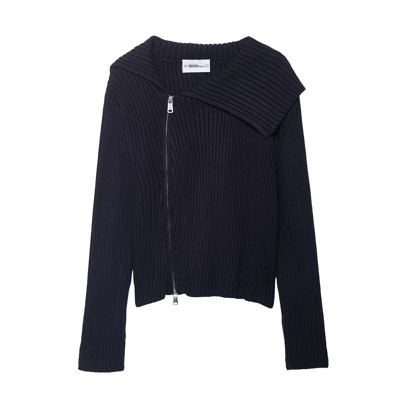 

Women's Knit Jacket 2025 New Arrival Women's Fashion Zipper Ribbed Knit Jacket