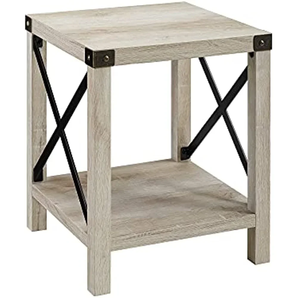 

Walker Sedalia Modern Farmhouse Metal X Side Table, 18 Inch, White Oak