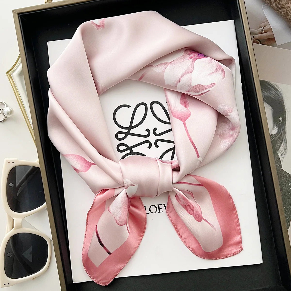 Fashion 70cm Square Bohemia Luxury Women's Silk Satin Small Scarves Flower Printed Headscarf Designer Scarf Headband Hijab image 2