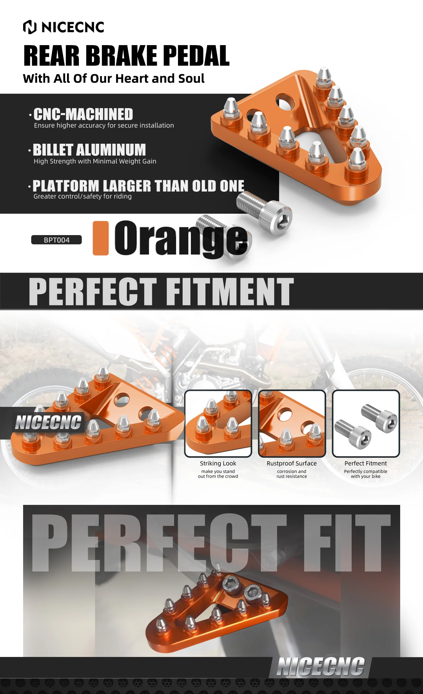 NICECNC Für KTM EXC 300 2017-2024 Hintere Bremspedalplatte Für KTM EXC-F 350 XCW 500 XCW-F SX 125 SXF 450 350 XC XCF 2016-2024 – Detail 1