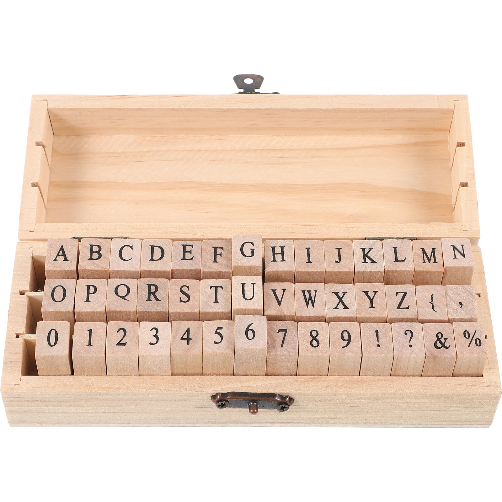 

42 Pieces Wooden Stamps Alphabet Craft Set DIY Letter Rubber Vintage Scrapping Storage Box Included Packaging Gifts