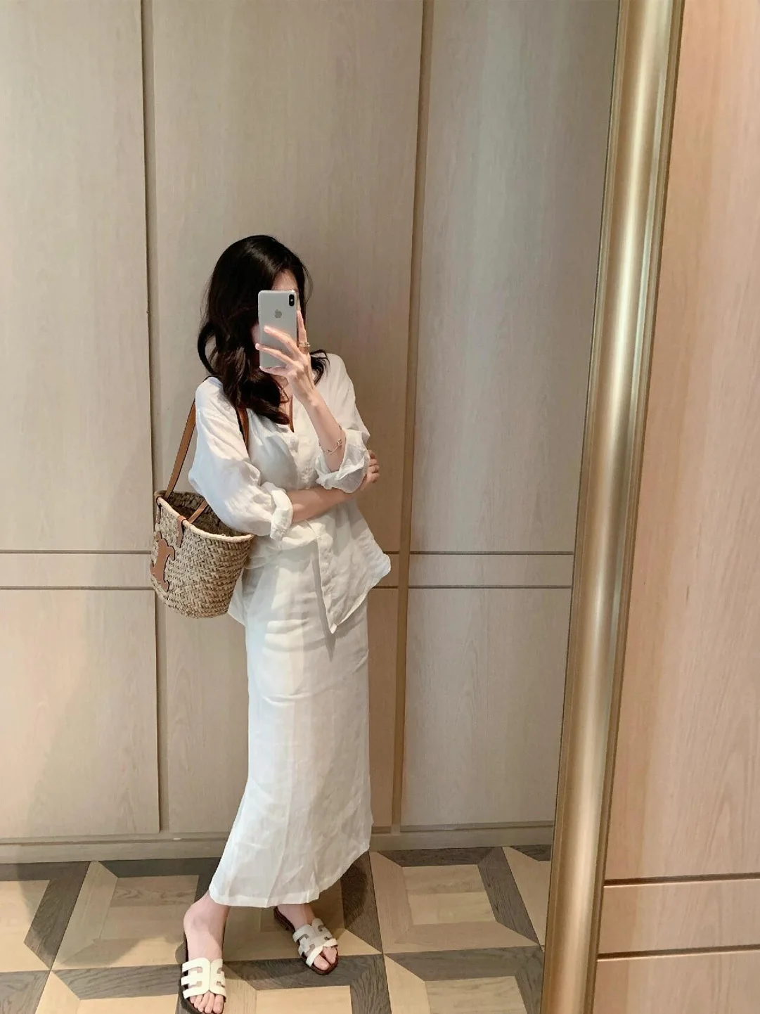 

Fashionable Collar Long Sleeve Shirt High Waist Skirt Set Women's Spring Outfit Breathable Comfortable Casual Style