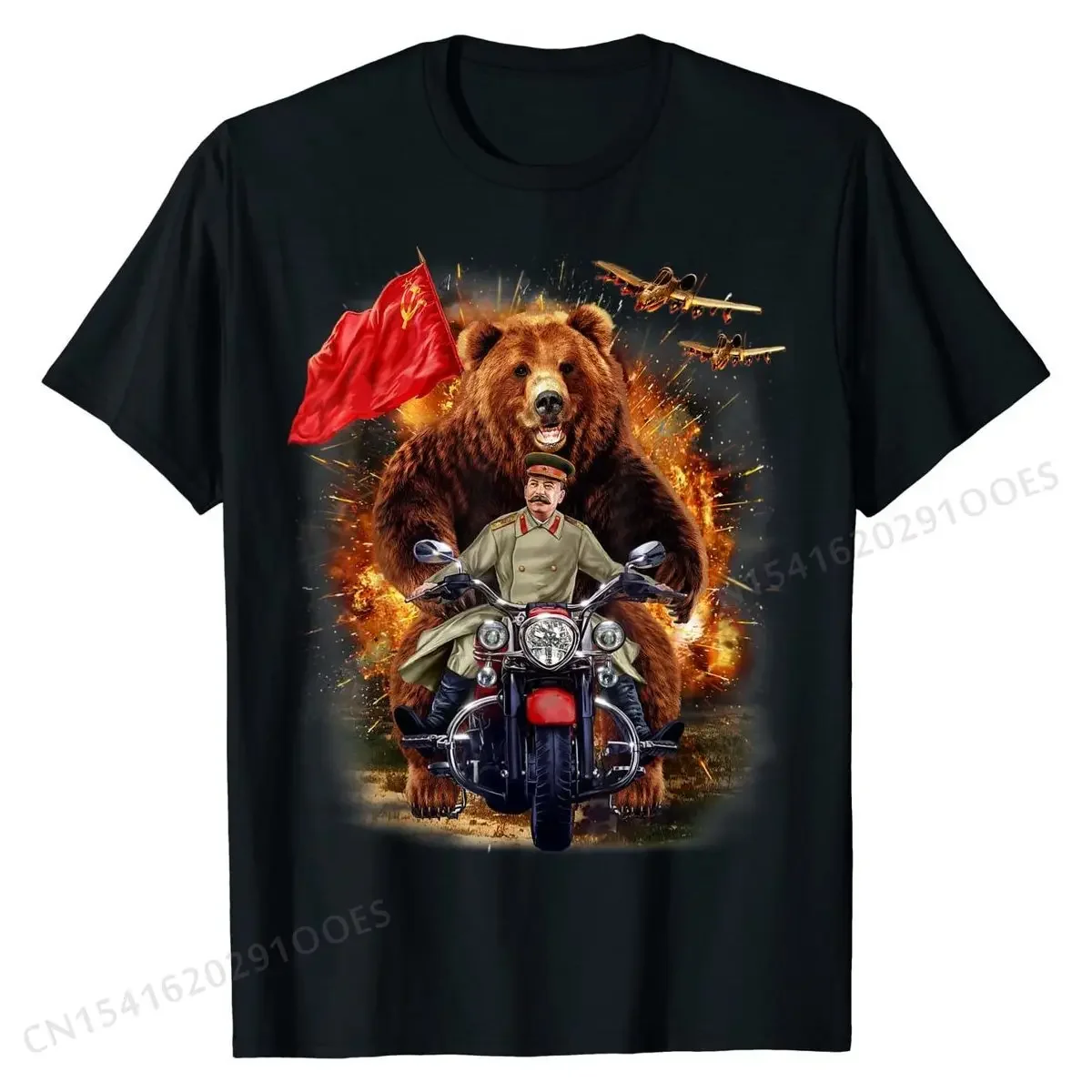 T-Shirt, Grizzly  and Soviet Stalin in Epic Battle T Shirts for Men Summer Tops Shirt Prevalent Printed Cotton