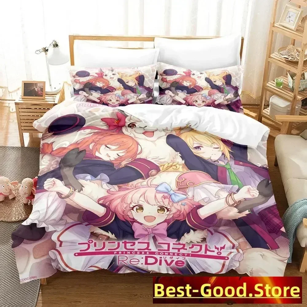 

Kawaii Princess Connect! ReDive Bedding Set Single Twin Full Queen King Size Bed Set Adult Kid Bedroom Duvetcover Sets Anime