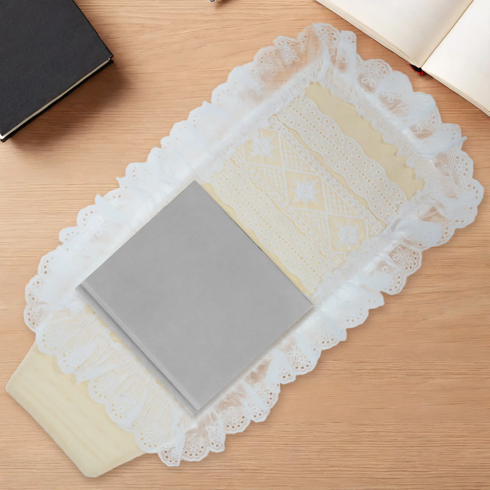 Lace Trim Book Cover Soft Fabric Sleeve Protective Case for A4 Notebook Bible Journal Hardcover Paperback Planner Daily Use - view 6