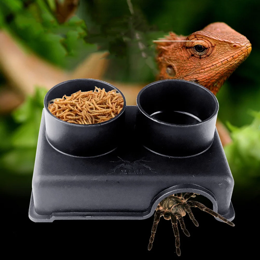 

Reptile Feeding Box Water Food Bowl Split Design For Snake Lizard Spider Scorpion Insect Observation Plastic Feeder