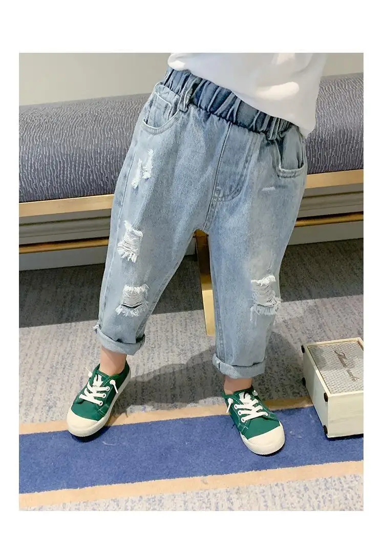 Kids Boys Pants Spring and autumn Jeans New children\'s Ripped Trousers Boys Baby Korean Pants