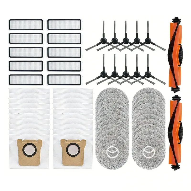 

Запасные части ABBZ для Xiaomi X20 Pro D102GL/X20 Max D109GL/Mijia M30 D102: мешок для пыли, основная и боковые щетки, фильтр, тряпка для швабры