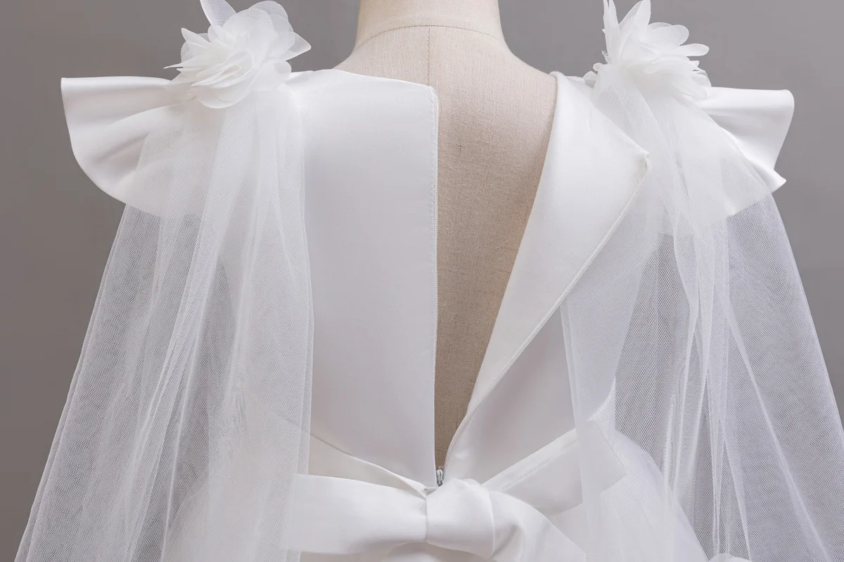 Kinderkleid für 3-12 Jahre, besticktes Spitzenkleid mit Schleife, Hochzeitskleid, Mädchen-Prinzessinnenkleid für Geburtstagsfeier, Abendkleid – Detail 18