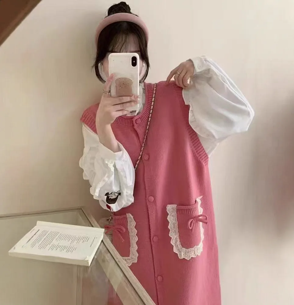 

Вязаные платья без рукавов: элегантные женские зимние комфортные солнцезащитные платья с кнопками, изогнутые, для работы, на шнуровке, уютные, с цветочным узором, термо