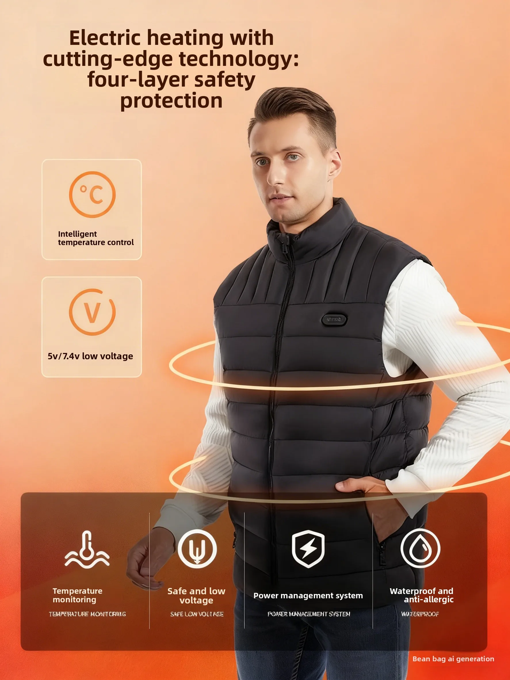 Neue beheizte Weste – große 15 Bereiche, Heizung, thermostatische elektrische Heizung, Kleidung, warme, gepolsterte, beheizte Jacke