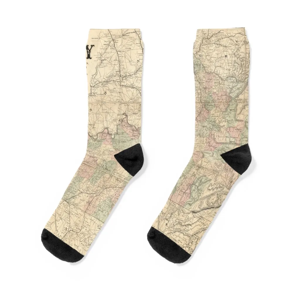 

Kentucky Vintage Map 1863 Socks summer floral moving stockings gifts Socks Ladies Men's