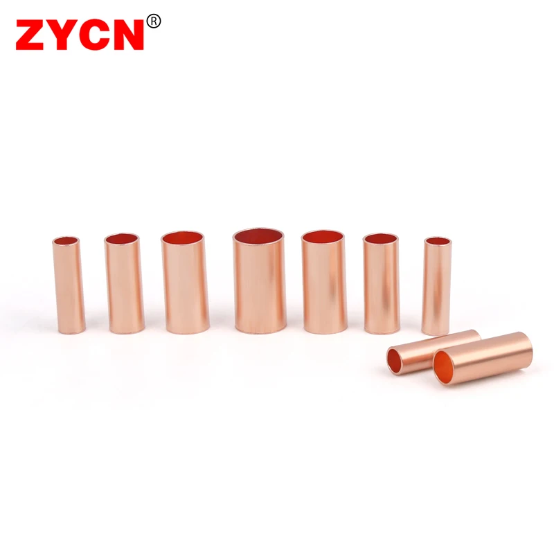 100pcs GT Copper Connection Pipe Joint Small Tube Protection Sleeve Terminal Cold Press Clasp 1.5/2/ 2.5/3/4/5/6/8MM