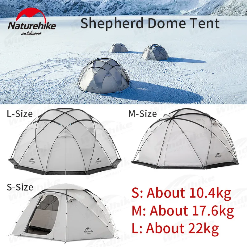 Naturehike Shepherd's Dome Tent Outdoor Snow Camping Tent Waterproof With Chimney hole Snow Skirt Breathable Large Space 17㎡