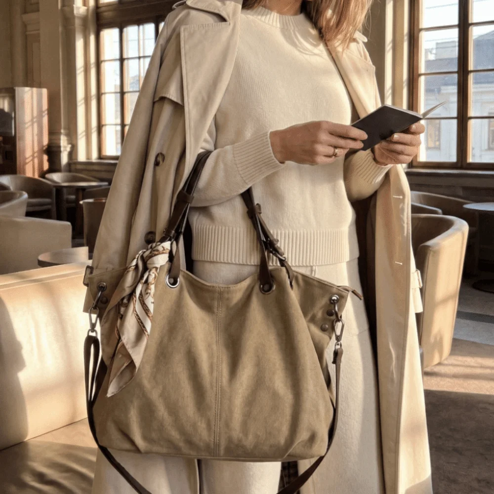 

Fashion Large Capacity Canvas Crossbody Bag Vintage Durable Tote Bag Top Handle Adjustable Strap Shoulder Bag Daily