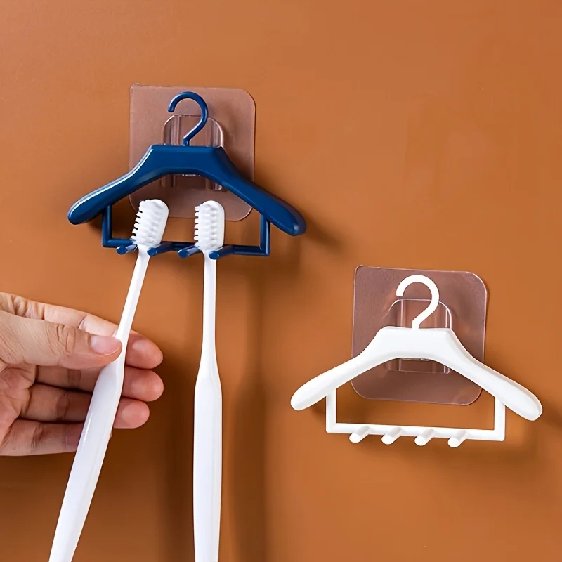1pc Plastic Innovative Mini Hook for Holding Toothbrushes, No Drilling Required for Bathroom Storage