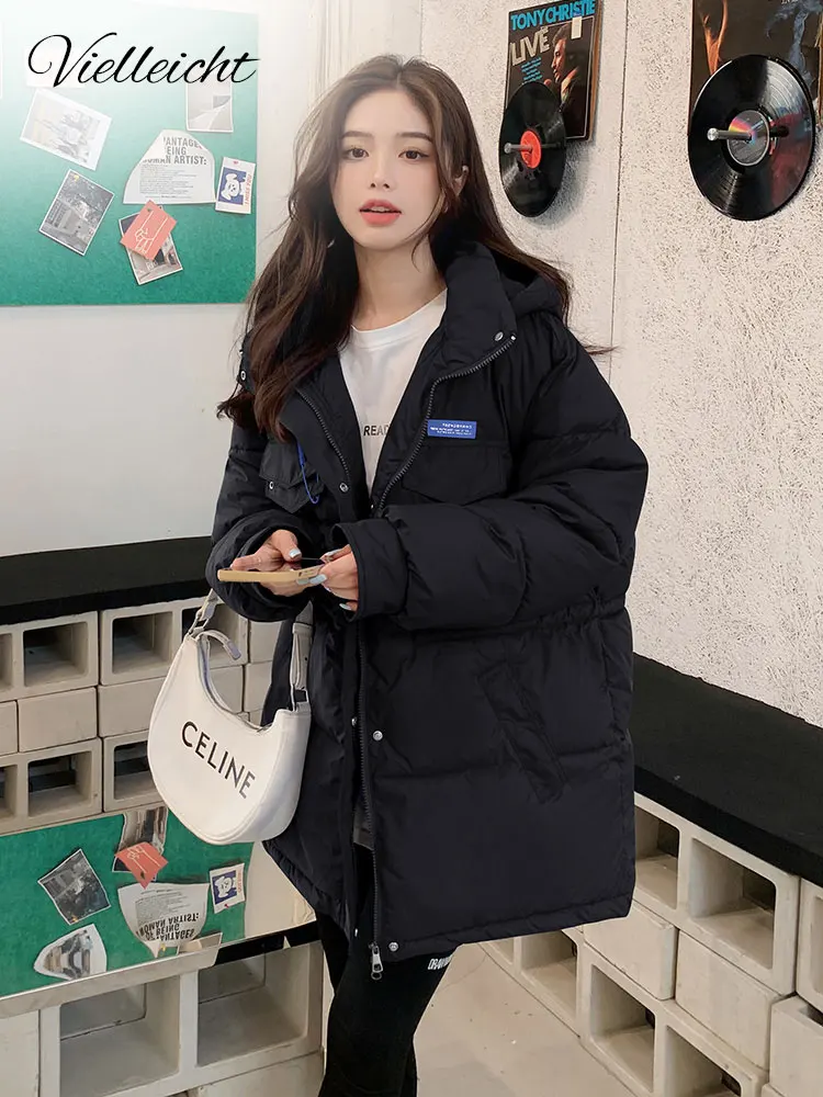 Vielleicht 2022ฤดูหนาวใหม่ลงฝ้ายแจ็คเก็ตผู้หญิงเสื้อผ้าสั้น Parkas Slim Hooded ฤดูหนาวเสื้อสีฟ้าหญิงเสื้อกันหนาว