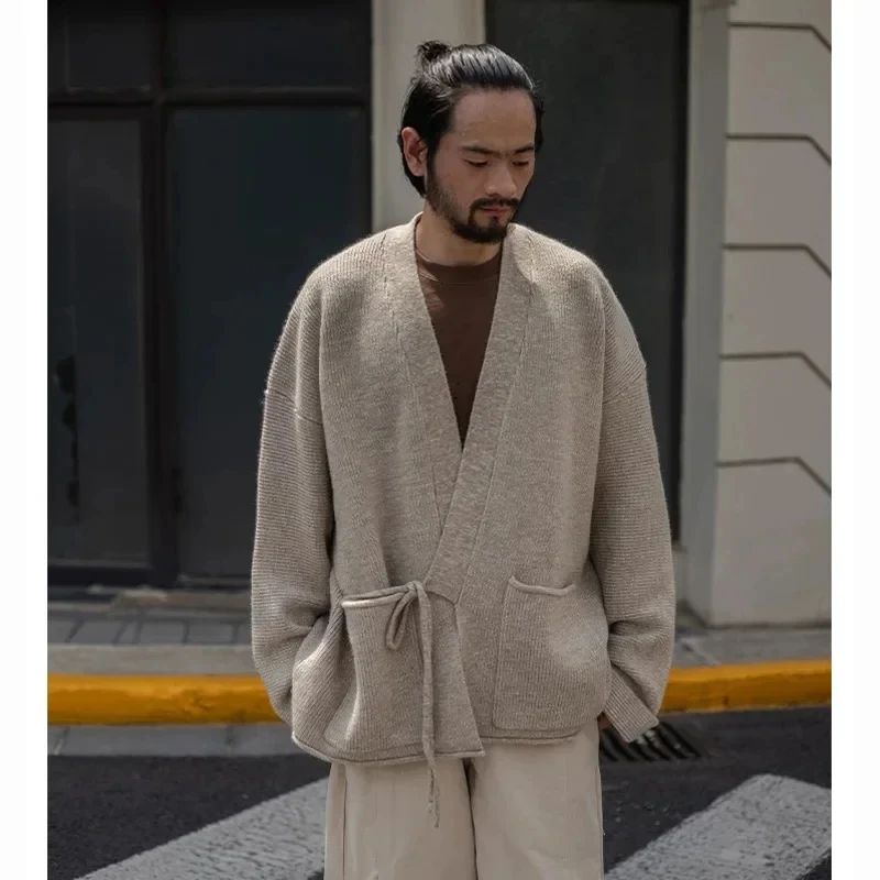 

Вязаное кимоно, кардиганы, свитер для мужчин и женщин, японская уличная одежда, винтажные свободные повседневные свитера-карго, пальто, трикотажная куртка Cityboy